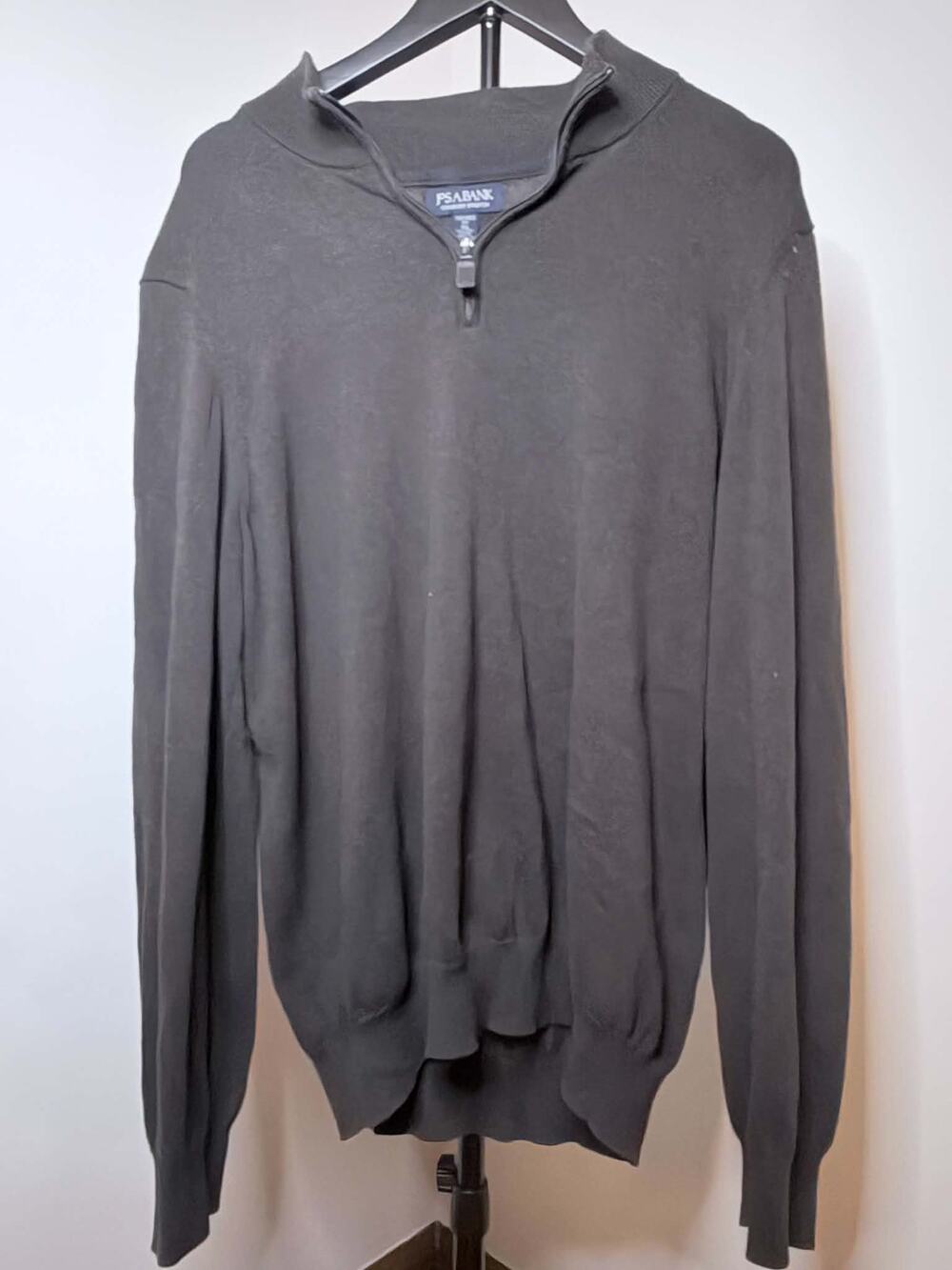 Jos A Bank Men’s Black Pima Cotton Quarter Zip Sweater XL Tailored Fit